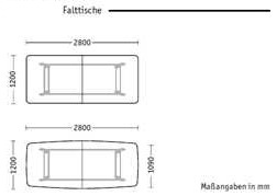 Falttisch SMF, Plattenformen und Größen Falttisch SMF, Plattenformen und Größen