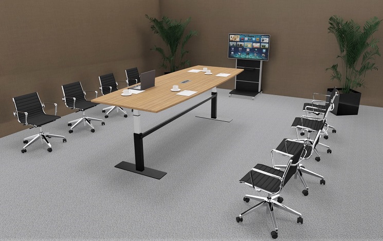 Konferenztisch VFX als Steh-Sitz-Tisch, elektrisch höhenverstellbar