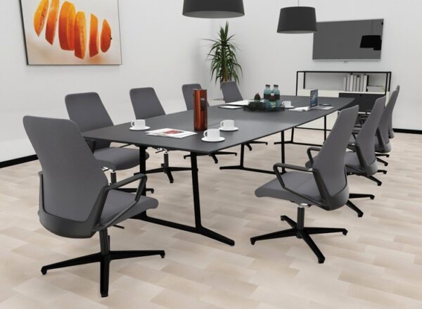 Konferenzdrehsessel ZS in Leder anthrazit und Gestell schwarz Konferenzdrehsessel ZS in Leder anthrazit und Gestell schwarz