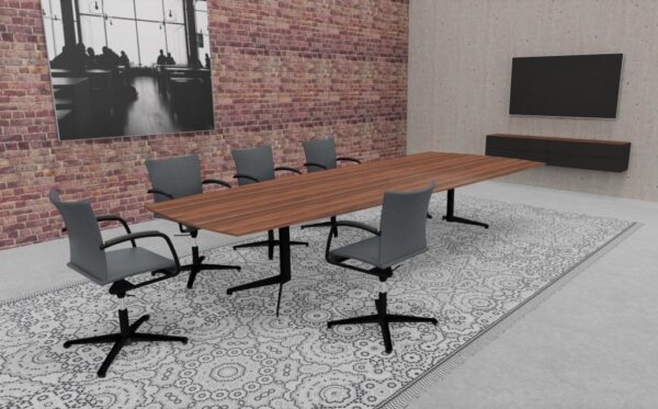 LX Konferenztische aus Massivholz mit Gestell aus Stahl