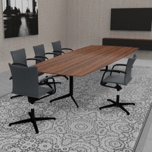 LX Konferenztische aus Massivholz mit Gestell aus Stahl