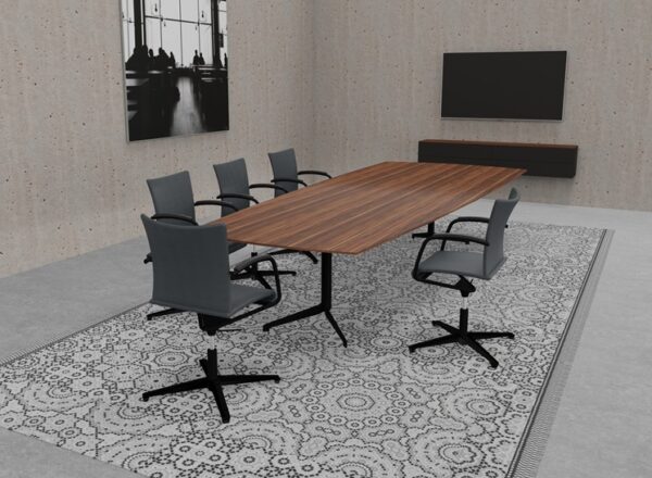 LX Konferenztische aus Massivholz mit Gestell aus Stahl und Konferenzdrehstühle