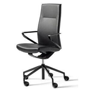 konferenzdrehsessel delv ergonomie in leder schwarz