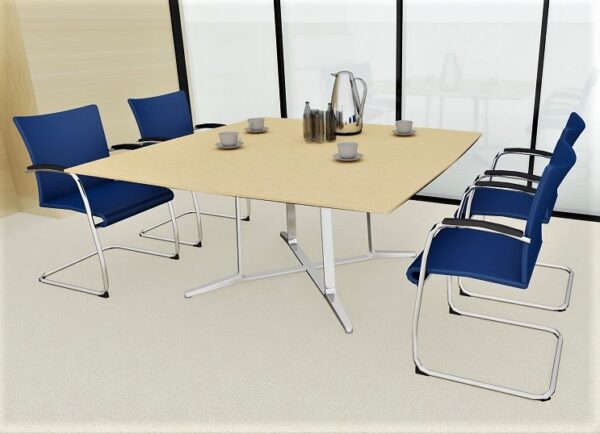 ZV Konferenzfreischwinger Bezug blau Armauflage Leder ZV Konferenzfreischwinger Bezug blau Armauflage Leder