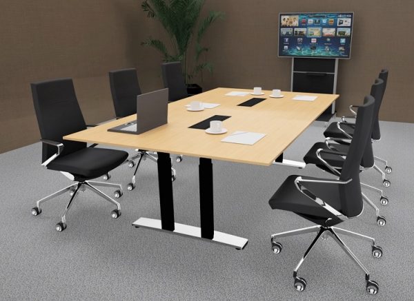 Konferenztisch WFC als Steh-Sitz-Tisch, elektrisch höhenverstellbar