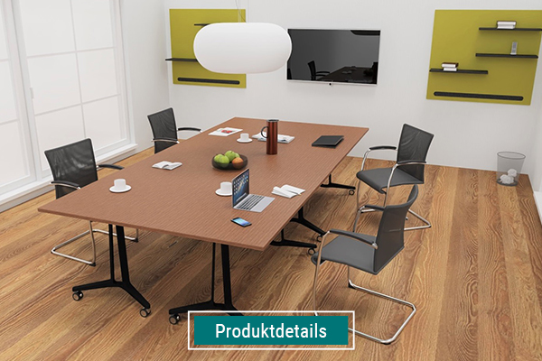 Konferenzmoebel für Konferenzräume, Tisch auf Rollen, Freischwingerstühle