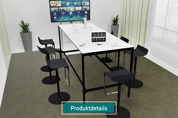 Konferenzmöbel für Meetingräume, Tisch zum Stehen mit Hockern