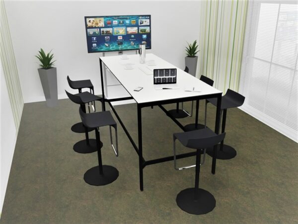 Konferenzmöbel für Meetingräume, Tisch zum Stehen mit Hockern Konferenzmöbel für Meetingräume, Tisch zum Stehen mit Hockern